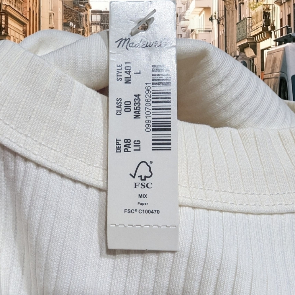 NWT Madewell Cream Ribbed Tank Top Body Suit - Picture 8 of 11